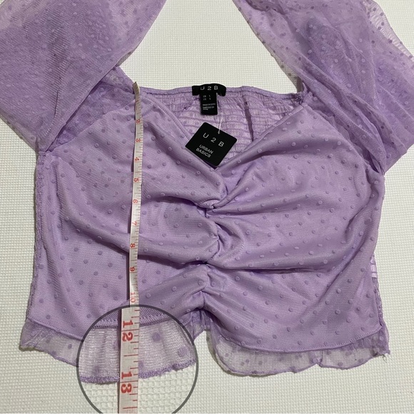 Lot of 3 U2B Urban Basic Polka Dot Sheer Long Sleeve Cropped Top Size L - Picture 14 of 15